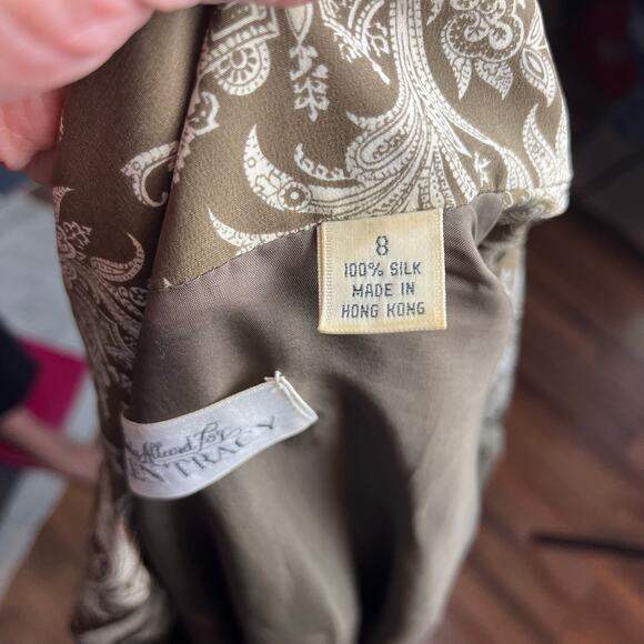 Linda Allard For Ellen Tracy Paisley Floral Silk Blazer 8 Career Quiet Luxury - Picture 9 of 9
